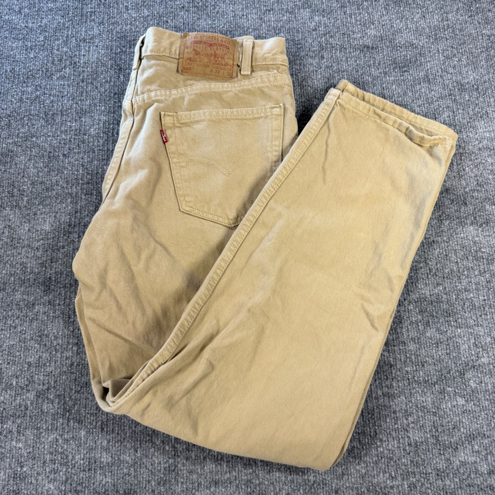 Vintage 90s Levi's 550 Relaxed Fit Cotton Tan Jeans Size 33x32 Minimalist Retro